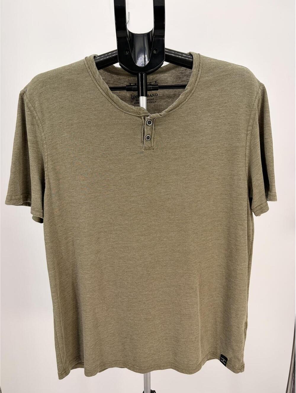 Lucky Brand Men's L Tan Faded Henley Casual T-Shirt